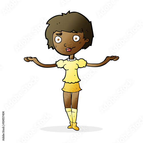 cartoon woman spreading arms