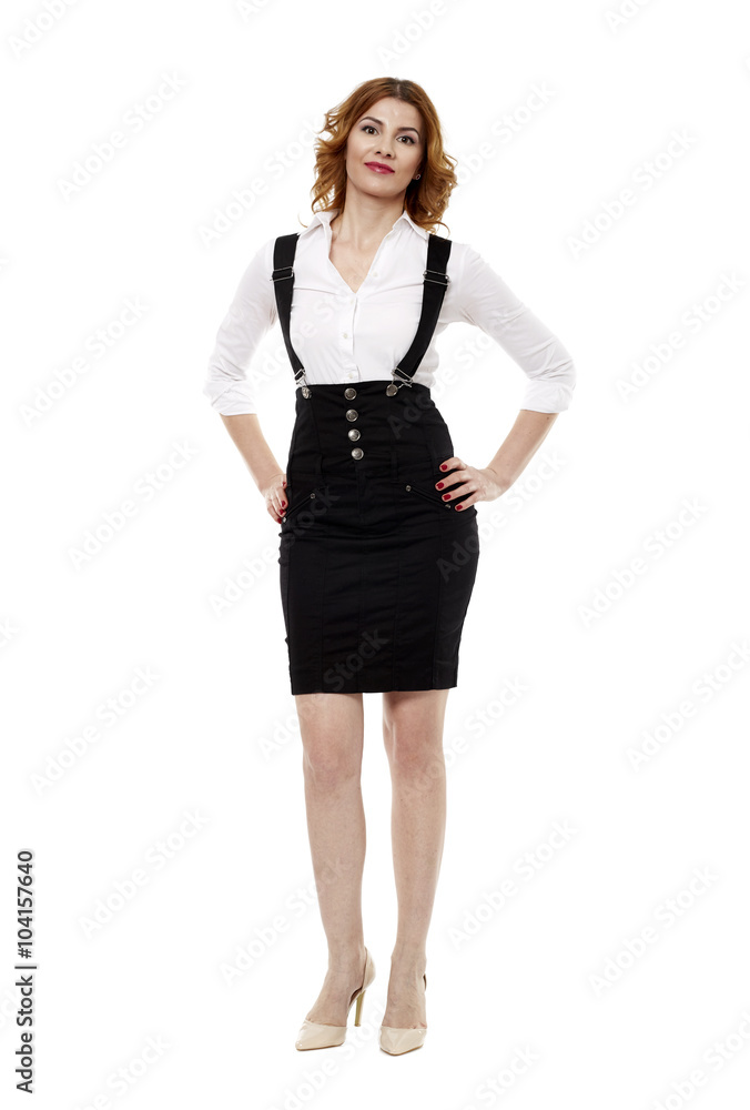 Happy european businesswoman full length Happy european businesswoman full length