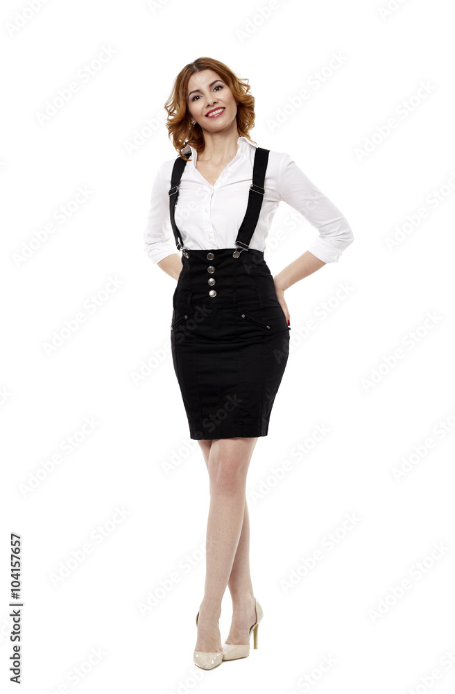 Happy european businesswoman full length Happy european businesswoman full length