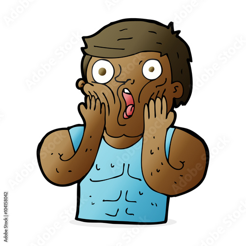 cartoon shocked gym man