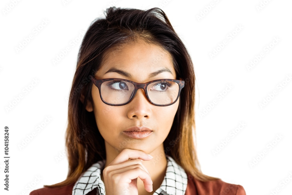Thoughtful businesswoman with eyeglasses 