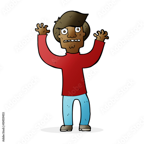 cartoon terrified man