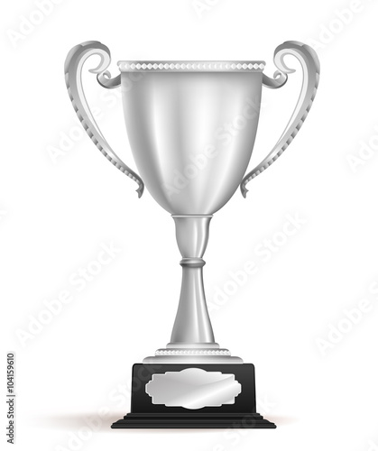 Silver trophy cup award on white. Vector