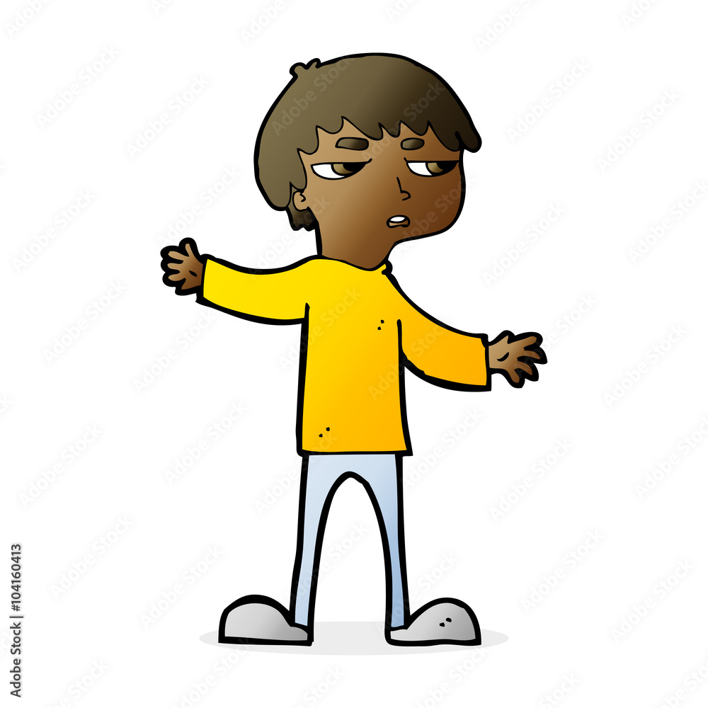 Fototapeta premium cartoon annoyed boy