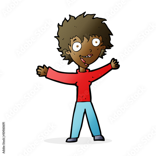 cartoon excited woman