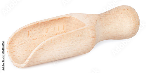 Wooden scoop isolated on white background side view