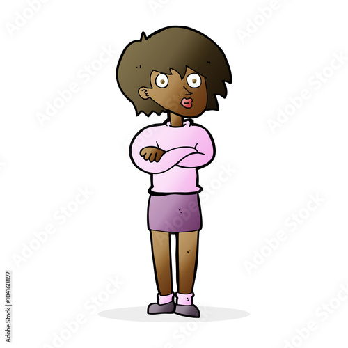 cartoon woman wit crossed arms