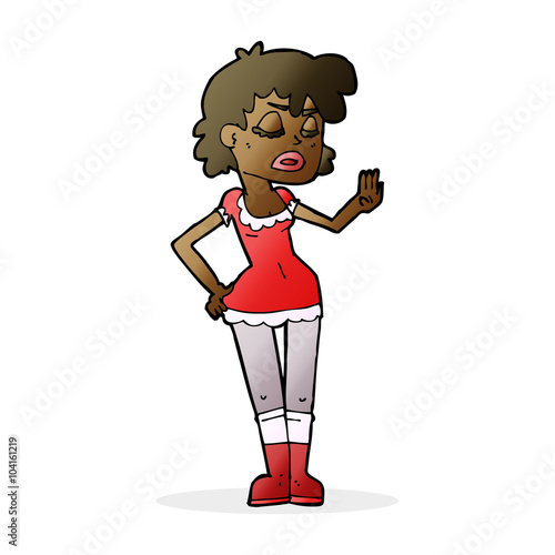 cartoon woman making dismissive gesture