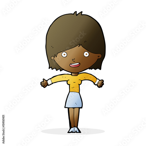 cartoon excited woman