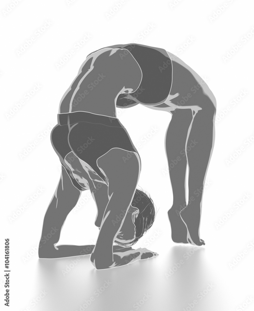 Fitness woman stretching on white isolated - yoga concept Fitness woman stretching on white isolated - yoga concept