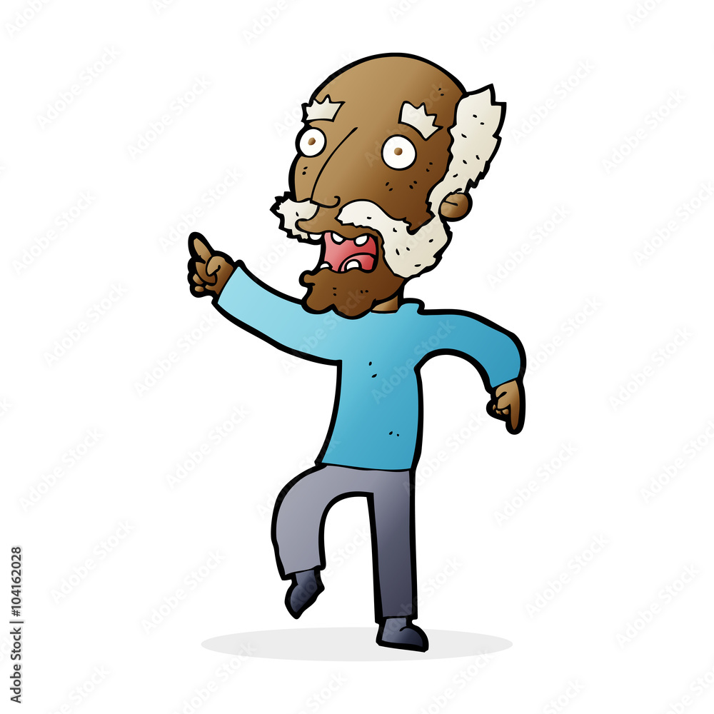 cartoon frightened old man cartoon frightened old man