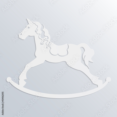 White paper rocking horse. Vector illustration