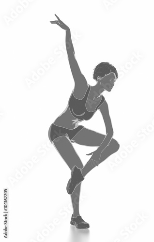 Fitness woman stretching on white isolated - warm up concept