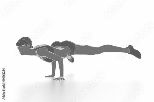 Fitness woman stretching on white isolated - warm up concept