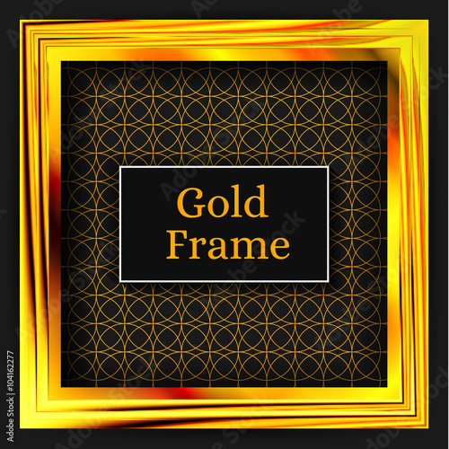Square gold frame. The gold pattern. Art gallery. Element for yo