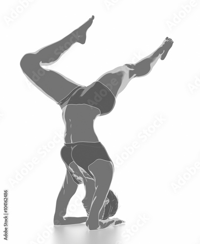 Fitness woman stretching on white isolated - yoga concept
