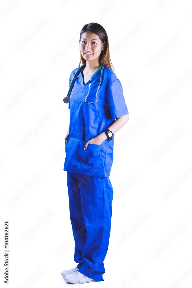 Asian nurse with hands in pocket Asian nurse with hands in pocket