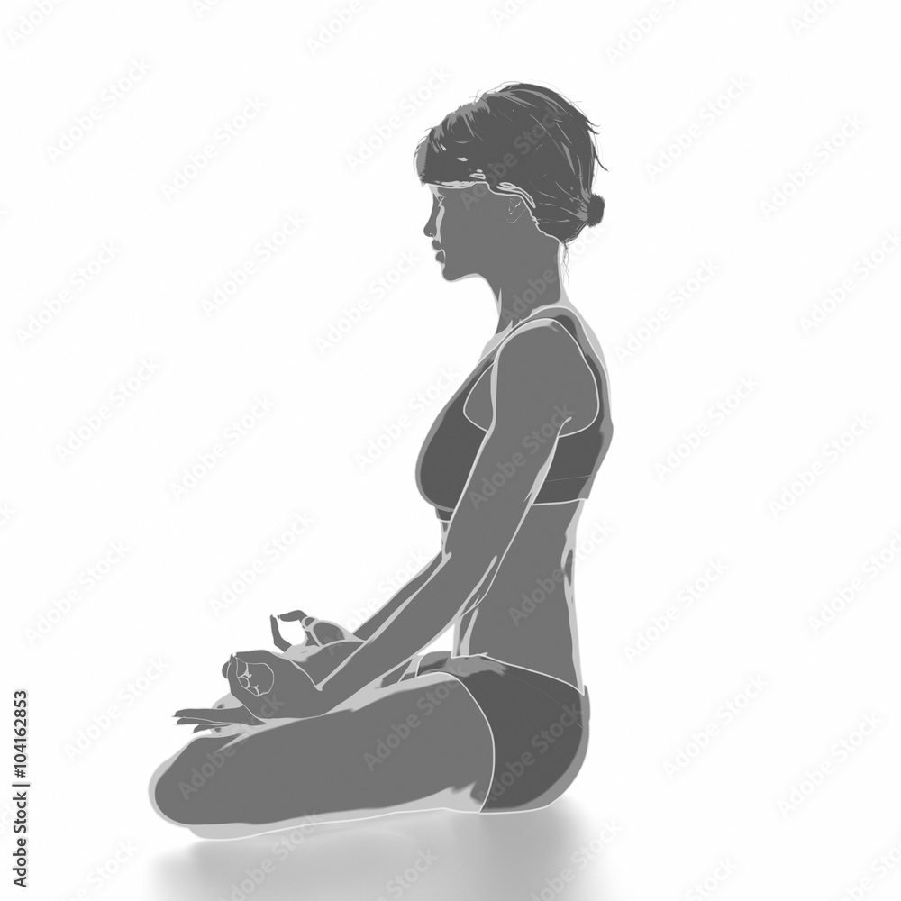 Fitness woman stretching on white isolated - yoga concept Fitness woman stretching on white isolated - yoga concept