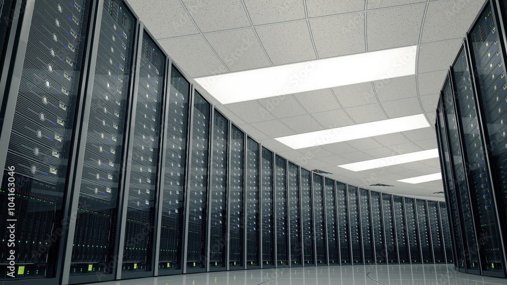 Seamlessly looping animation of rack servers in data center Stock ビデオ ...