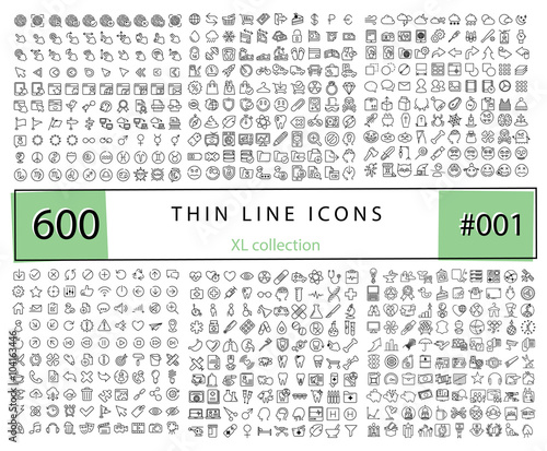 600 Vector thin line icons set for infographics, mobile UX/UI ki
