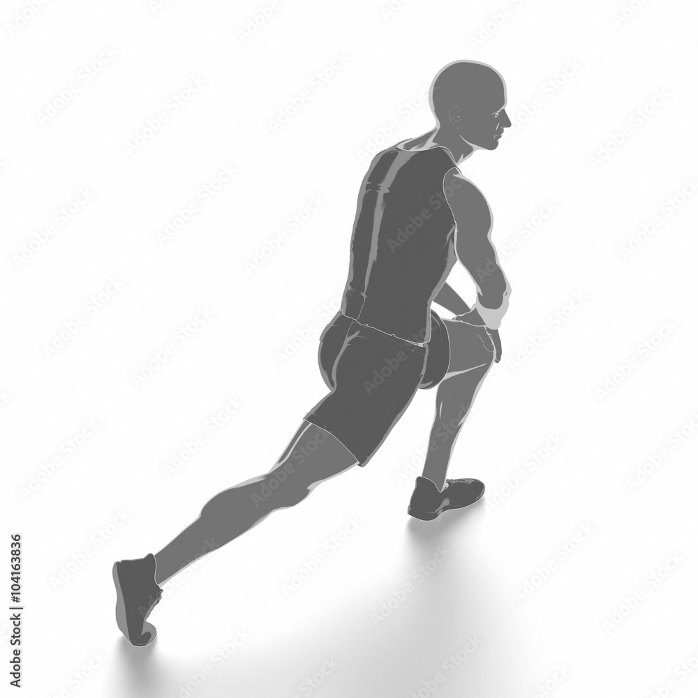 Fitness and stretching on white isolated - warm up concept Fitness and stretching on white isolated - warm up concept