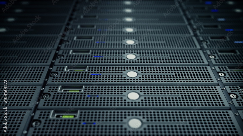 Seamlessly looping animation of rack servers in data center Stock ビデオ ...