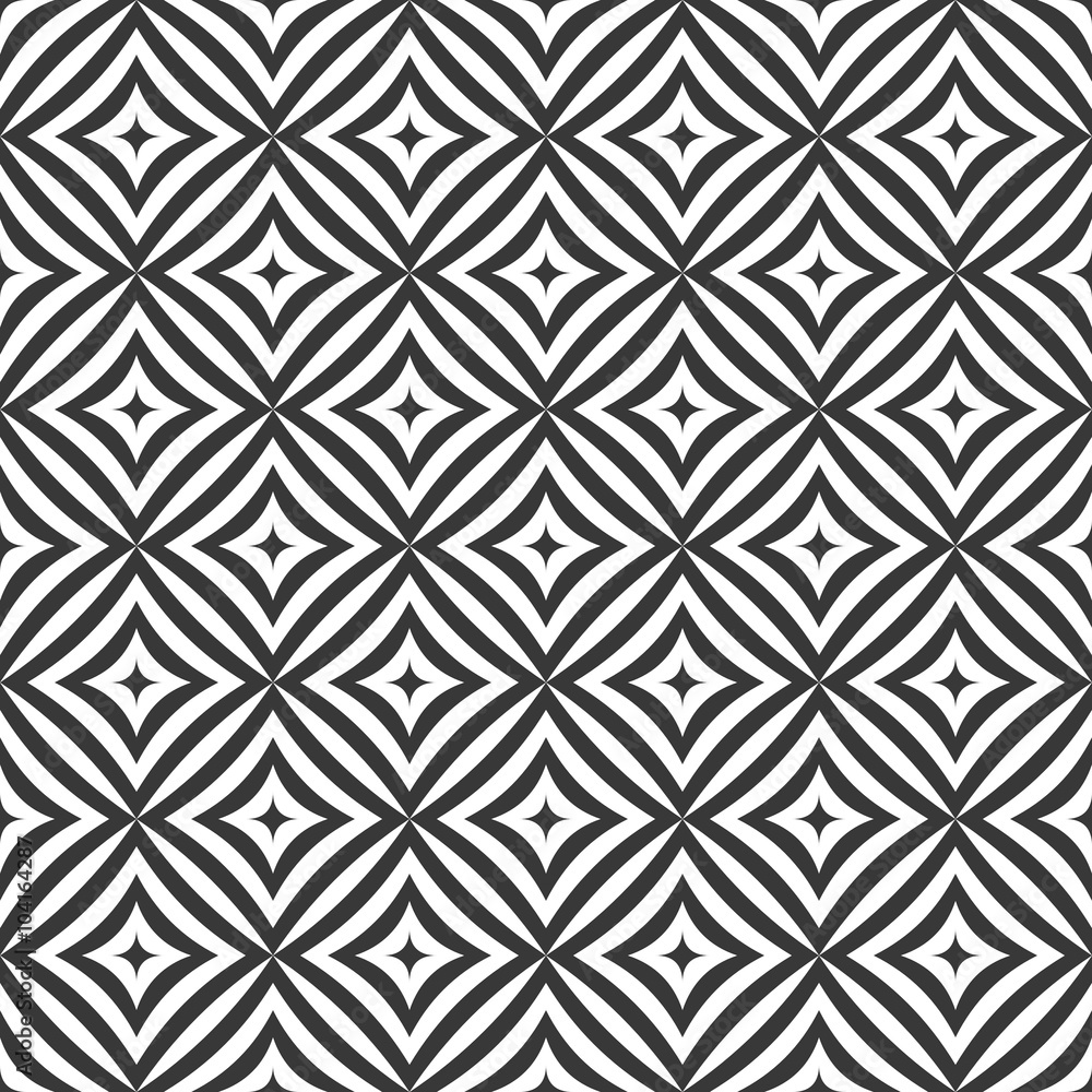 Seamless monochrome curved rectangle pattern
