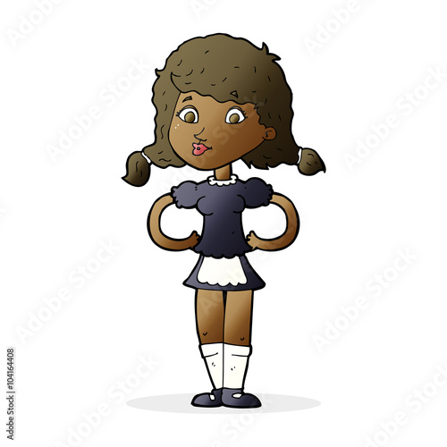 cartoon happy waitress woman