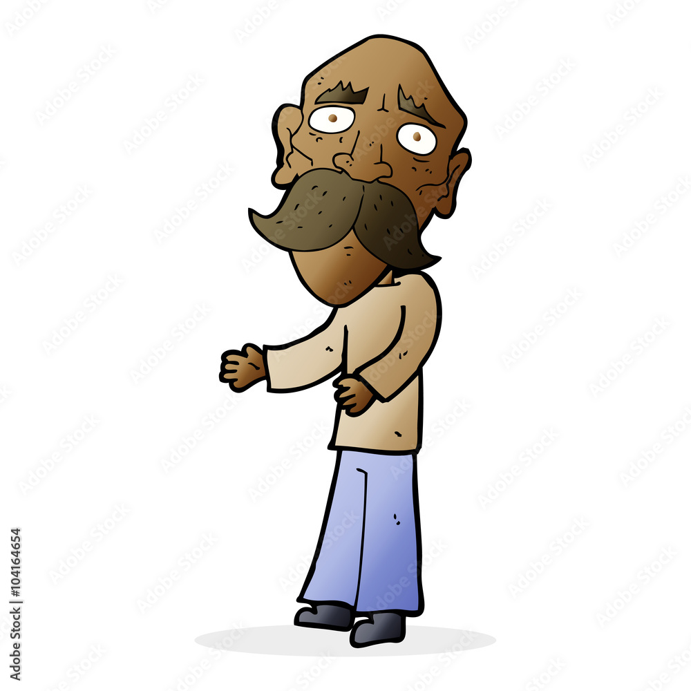 Obraz premium cartoon lonely old man