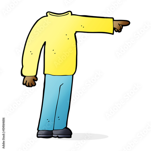 cartoon headless man pointing