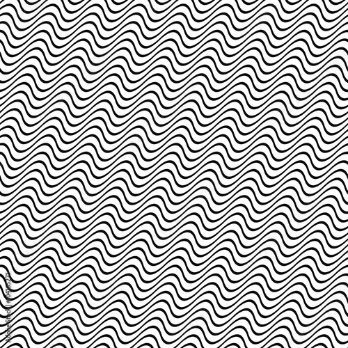 3D Fototapete Schwarz-Weiß - Fototapete 3D seamless black and white wave pattern