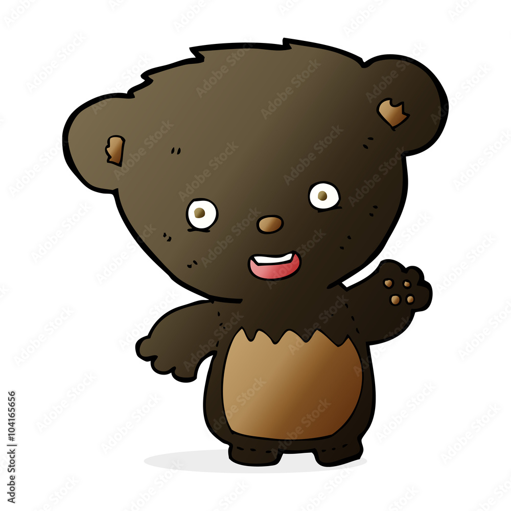 cartoon black bearcub waving cartoon black bearcub waving