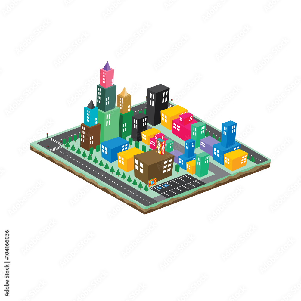 Obraz premium isometric block cartoon world