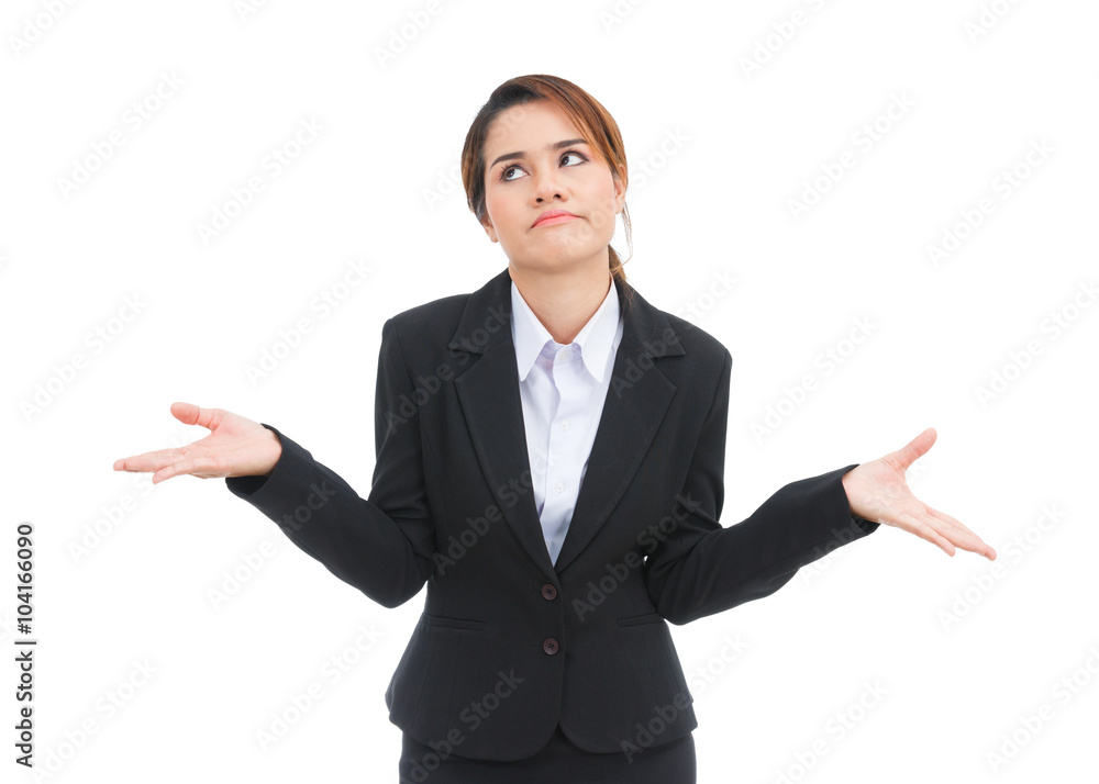 Dissatisfied business woman isolated on white background Dissatisfied business woman isolated on white background