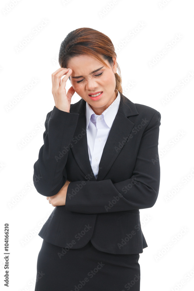 Asian business woman with headache isolated on white background Asian business woman with headache isolated on white background