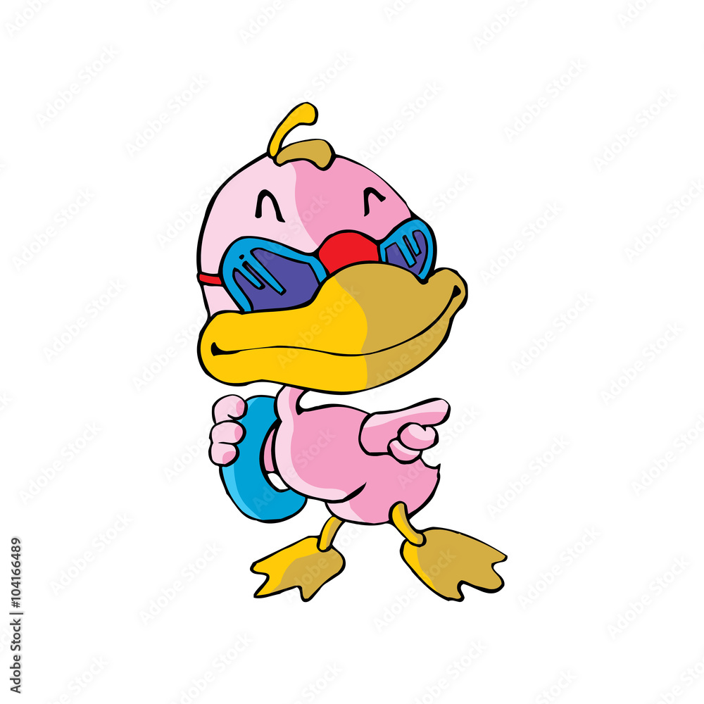 cartoon duck wearing glasses Stock Vector | Adobe Stock