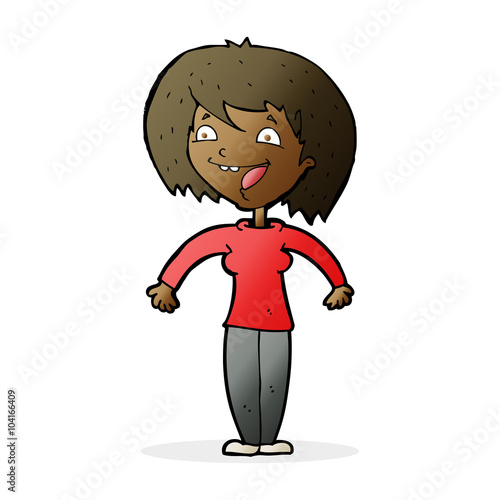 cartoon excited woman