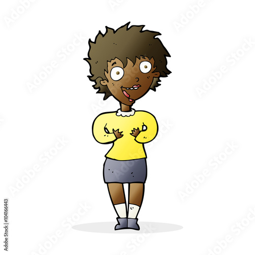 cartoon excited woman
