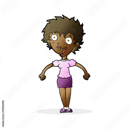 cartoon excited woman