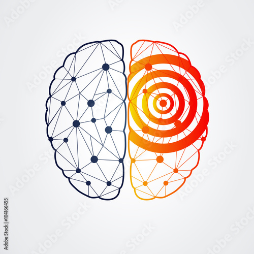 Human brain with epilepsy activity in one side, vector illustration