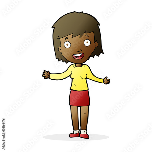 cartoon excited woman