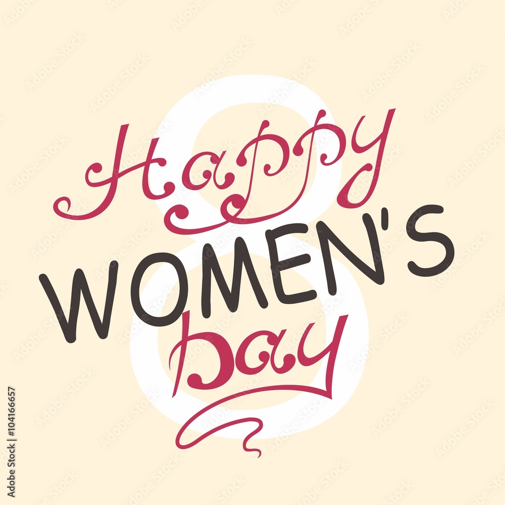 International Women's Day. Text 8 March for celebration greeting card design. Happy Women's Day. Vector Illustration