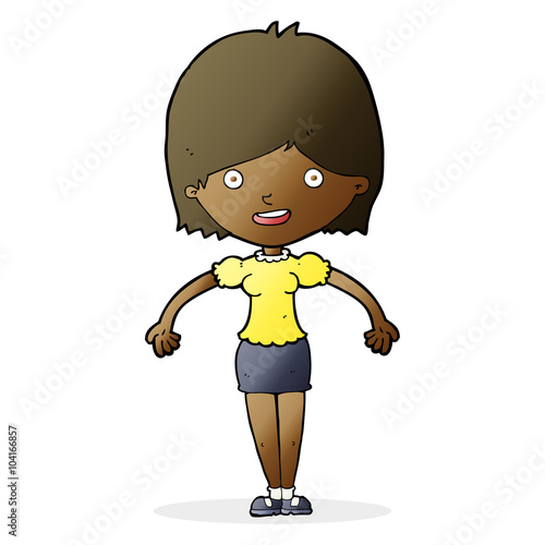 cartoon happy woman