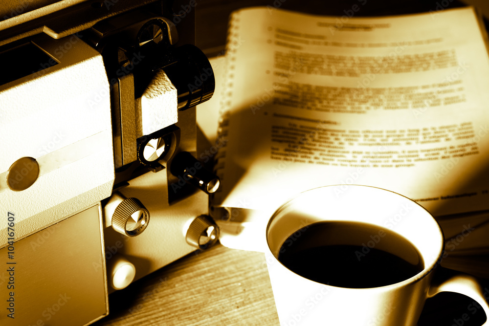 Fototapeta premium Writing screenwriter super 8 time