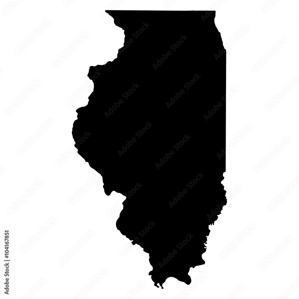 Naklejka Illinois czarna mapa na białym tle wektor