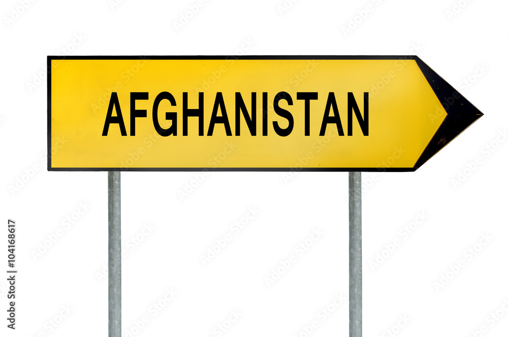 Yellow street concept sign Afghanistan isolated on white Yellow street concept sign Afghanistan isolated on white