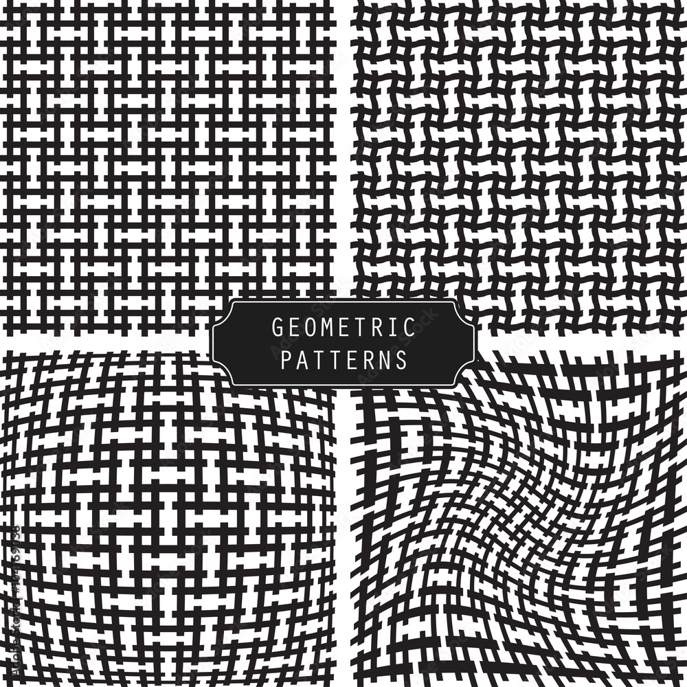 Monochrome geometric patterns set Monochrome geometric patterns set