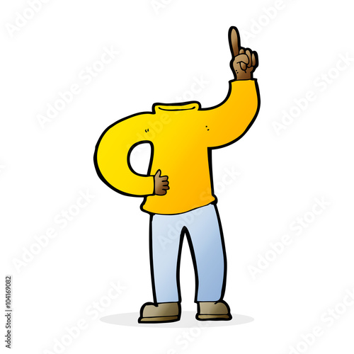 cartoon headless body with raised hand