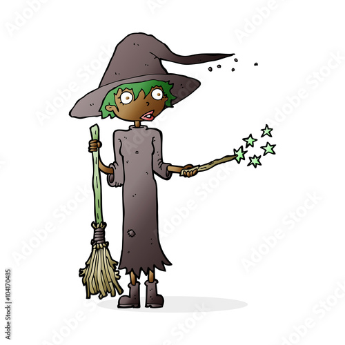 cartoon witch casting spell