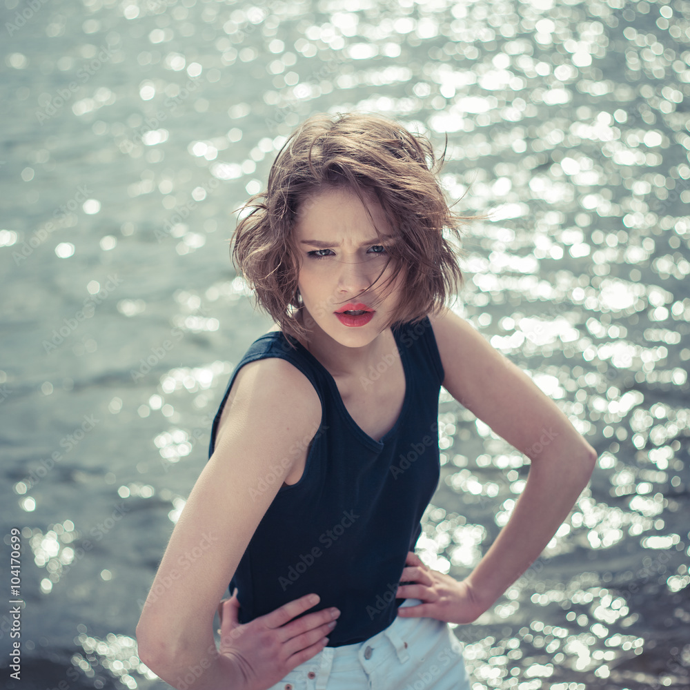 Beautiful sensual girl near water Beautiful sensual girl near water
